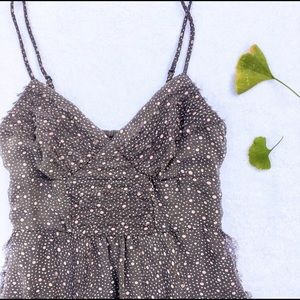 American Eagle grey and pink dotted mini dress